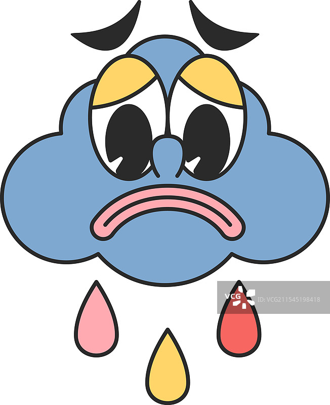 悲伤哭泣的酷炫云朵吉祥物图片素材