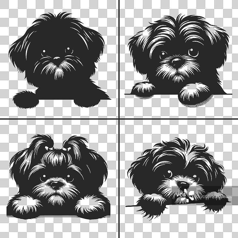 西施犬SVG窥视狗剪影图片素材