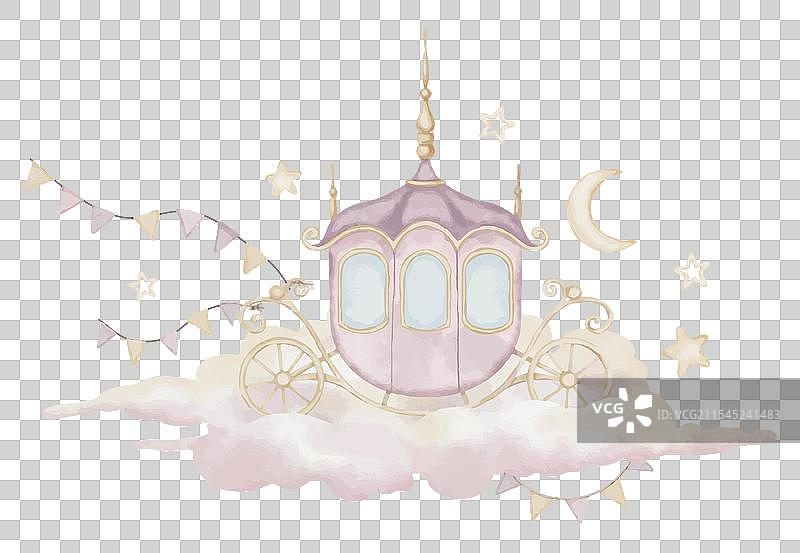 童话马车的水彩画图片素材