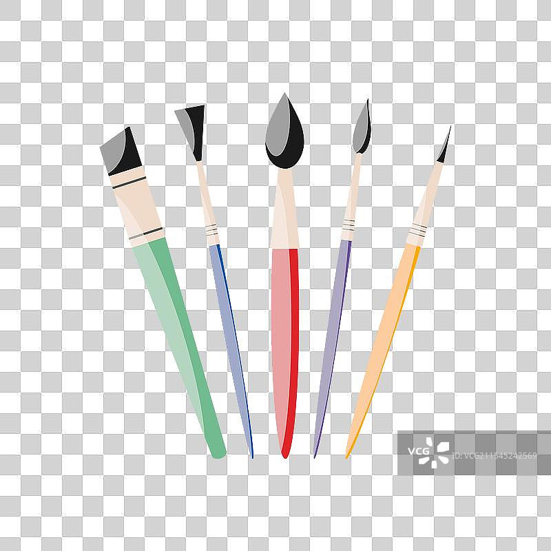 一套不同形状的彩色画笔图片素材