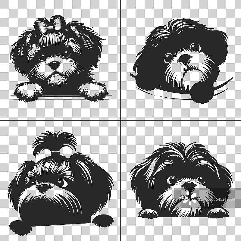 西施犬SVG窥视狗轮廓图片素材