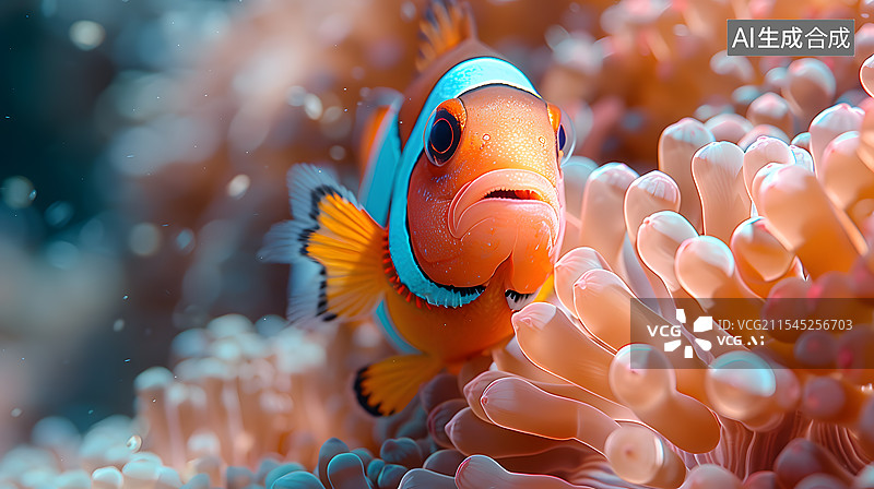 【AI数字艺术】大海中的小丑鱼图片素材