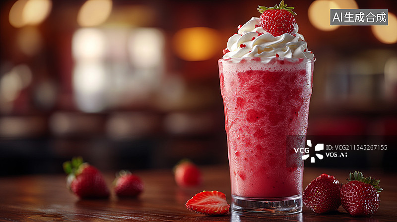 【AI数字艺术】新鲜的草莓汁果汁图片素材