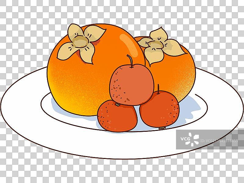 盘子里的柿子和山楂图片素材