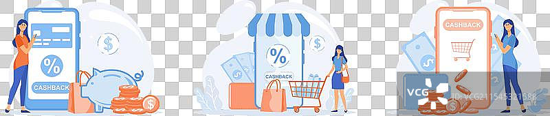 在线现金返还服务的现金返还概念图片素材
