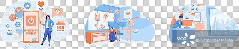 信息过载的女孩躲在桌子下图片素材