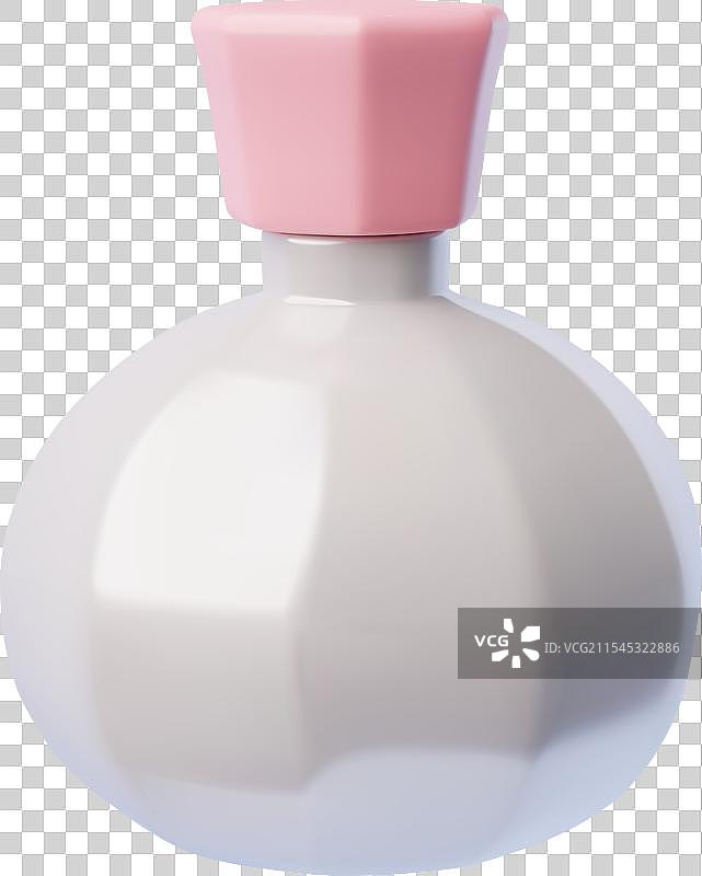 卡通3D香水瓶，粉色瓶盖化妆品图片素材