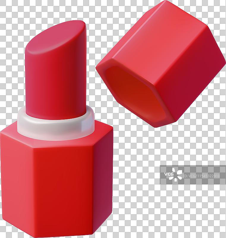 卡通风格的3D红色口红与唇妆图片素材