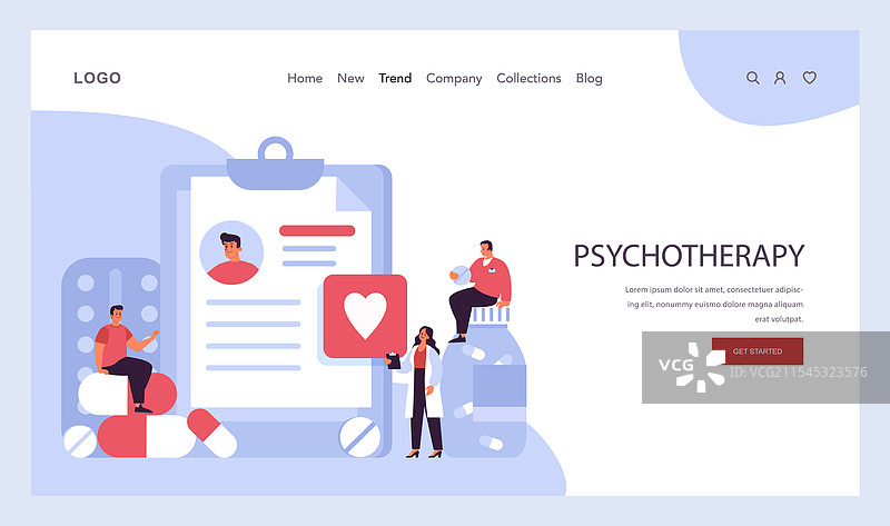 心理治疗网页横幅或着陆页图片素材