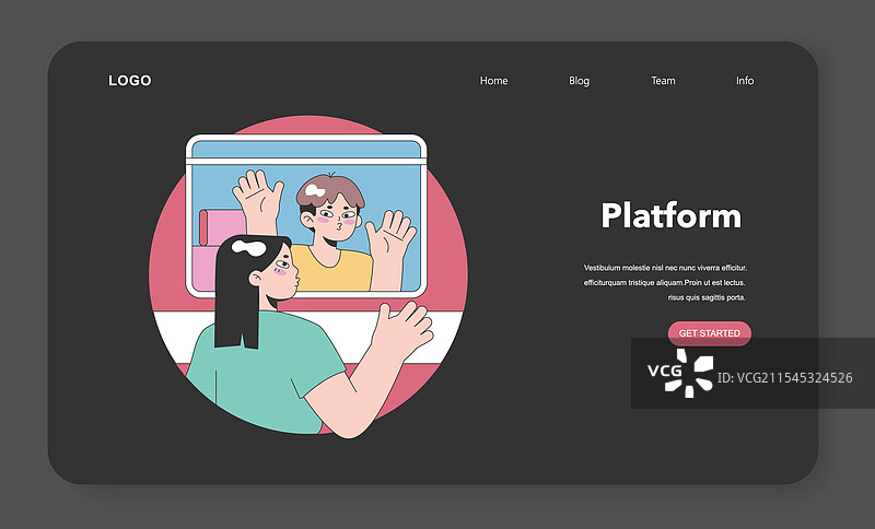 火车旅行网页横幅或着陆页夜间场景图片素材