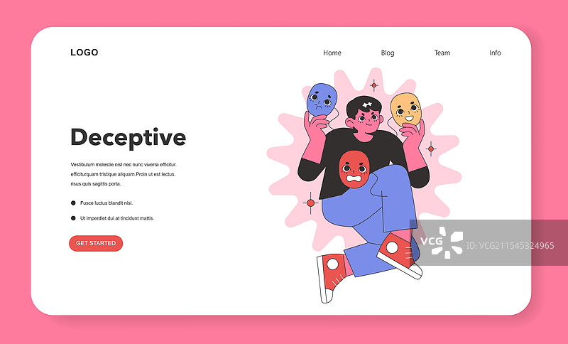 欺骗性人格概念扁平图图片素材