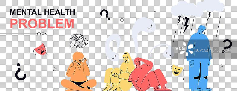 平面卡通中的心理健康问题概念图片素材