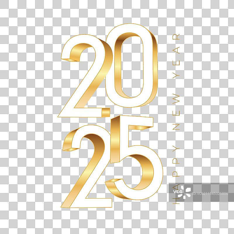 优雅的金色2025排版，祝新年快乐图片素材