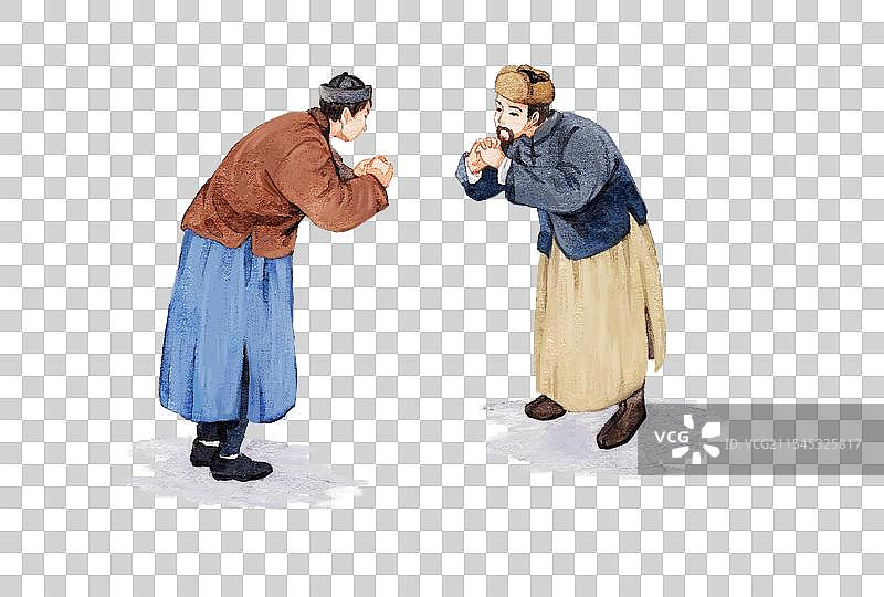 古代拱手礼插画元素图片素材