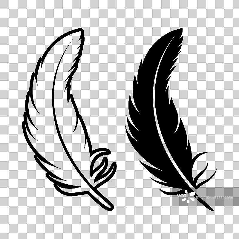 黑白色毛茸茸的羽毛标志图标图片素材