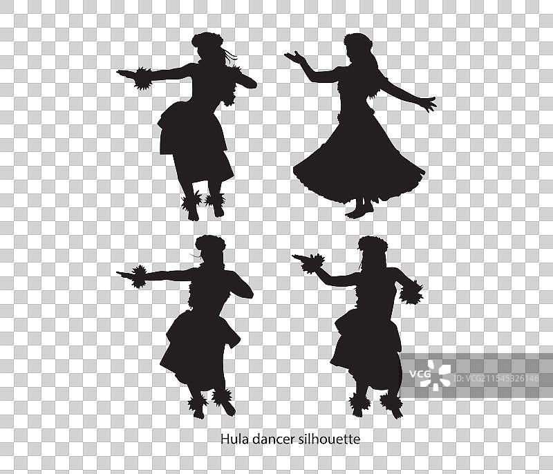 夏威夷草裙舞女孩传统舞蹈剪影图片素材