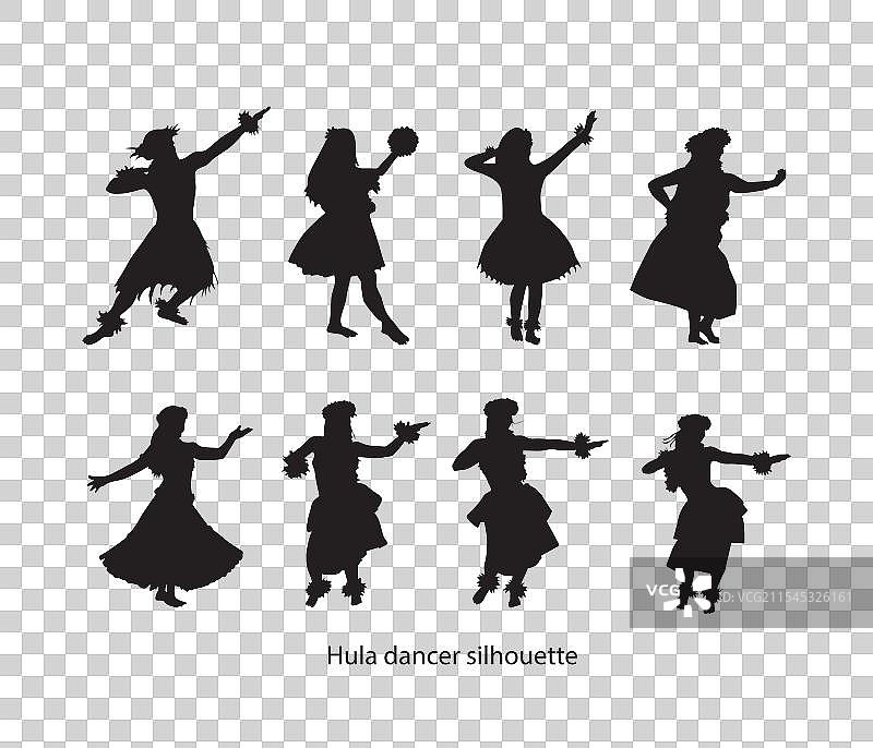 夏威夷草裙舞女孩传统舞蹈剪影图片素材