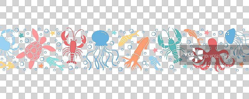 生动的海洋生物边框设计图片素材