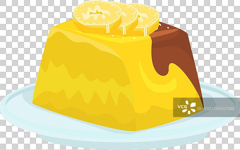 分层柠檬蛋糕切片配巧克力糖霜放在盘子上图片素材