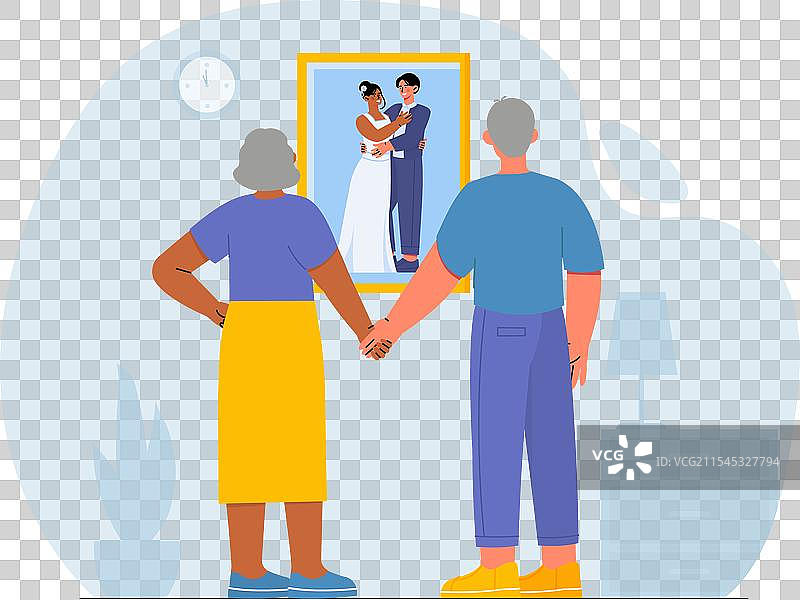 快乐的老年家庭团聚在一起图片素材