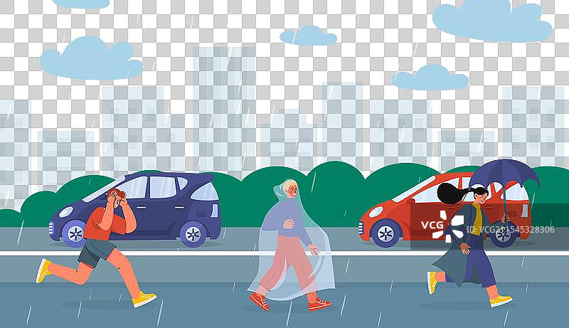 人们在雨中行走图片素材