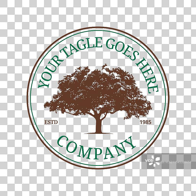 复古风格的橡树自然主题标志图片素材