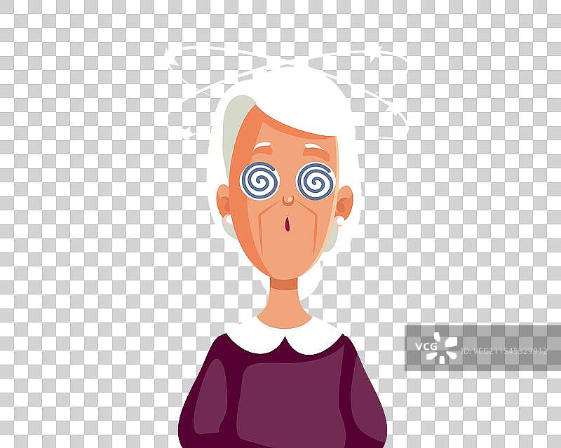 感到恶心和不适的老年女性卡通形象图片素材