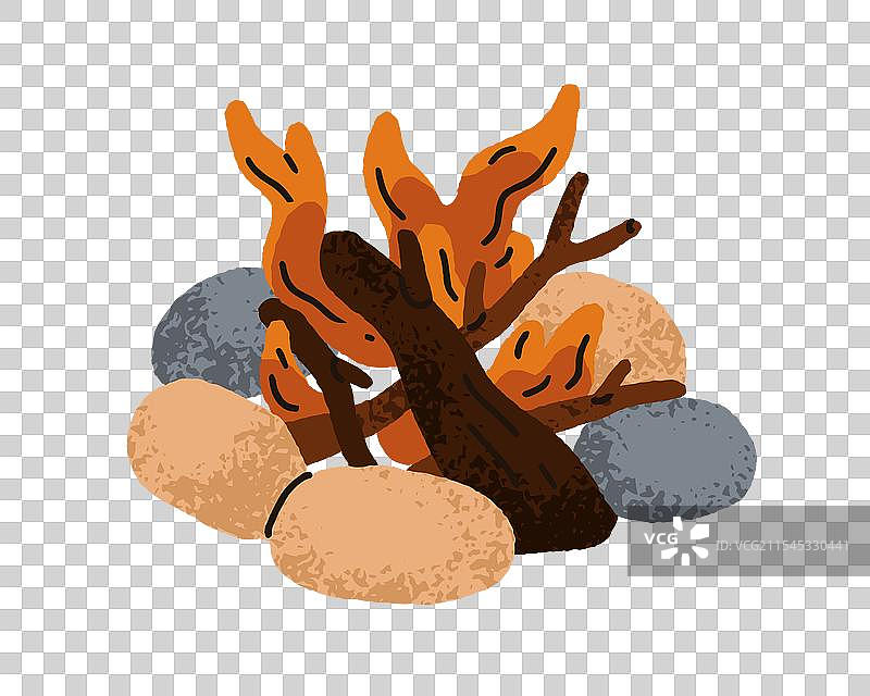 篝火营地，燃烧木材的炽热火焰图片素材