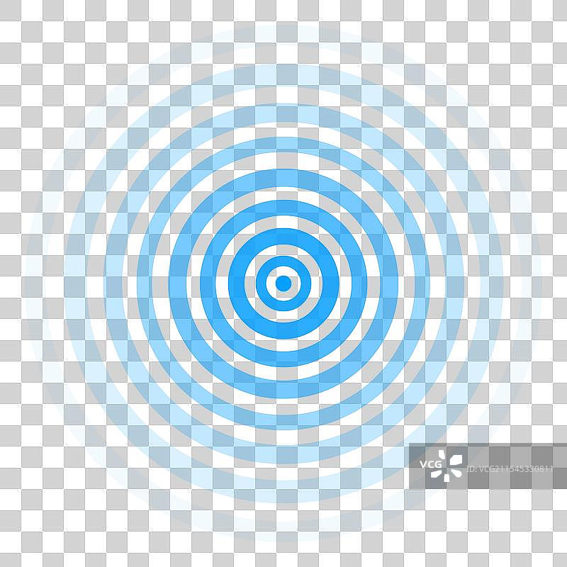 蓝色雷达图标，背景为白色。图片素材