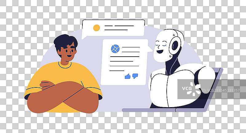 人工智能聊天机器人与人类的对话交流图片素材