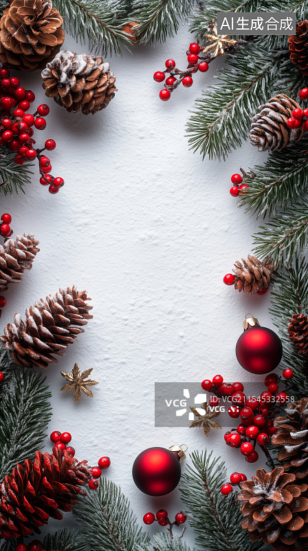 【AI数字艺术】正上方的圣诞装饰背景图片素材