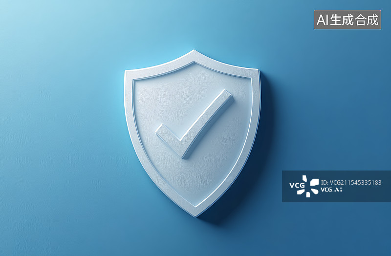 【AI数字艺术】蓝色盾牌标志 安全防护概念图片素材