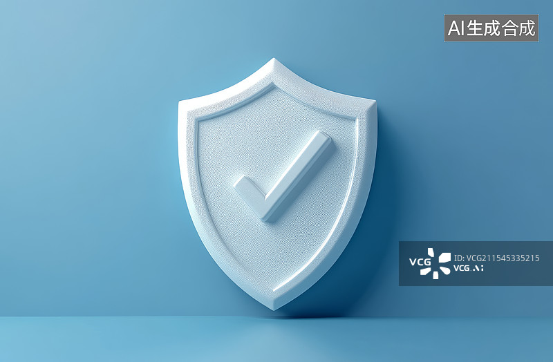 【AI数字艺术】蓝色盾牌标志 安全防护概念图片素材