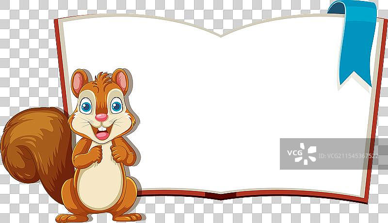 卡通松鼠站在一本空白书旁边图片素材