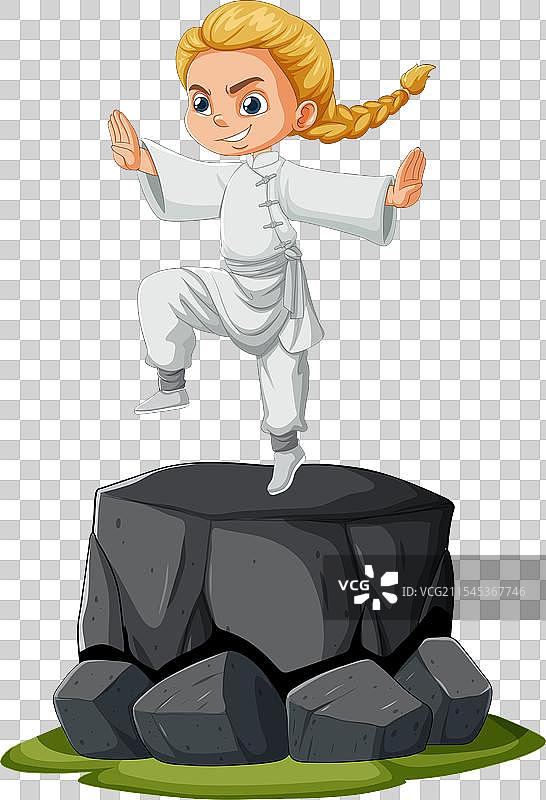 一个孩子摆出武术姿势图片素材