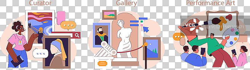 博物馆或艺术画廊展览中的参观者图片素材