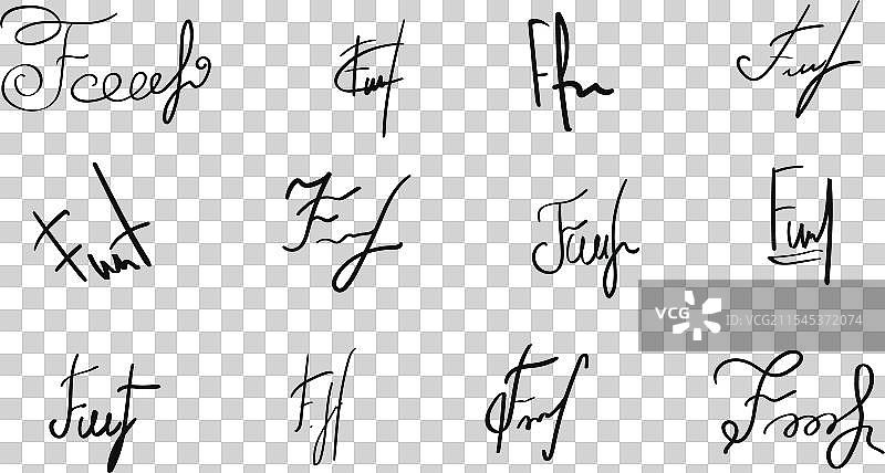 手写的虚构签名字母组合图片素材