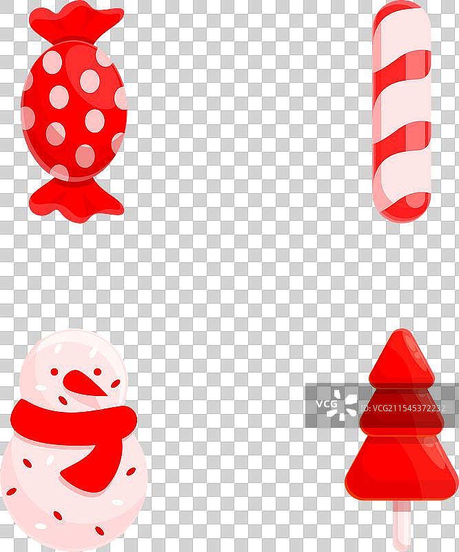 圣诞糖果图标集 卡通风格 红色图片素材