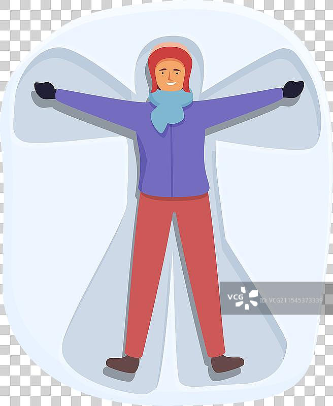 有趣的雪天使图标，卡通风格，快乐的家庭图片素材