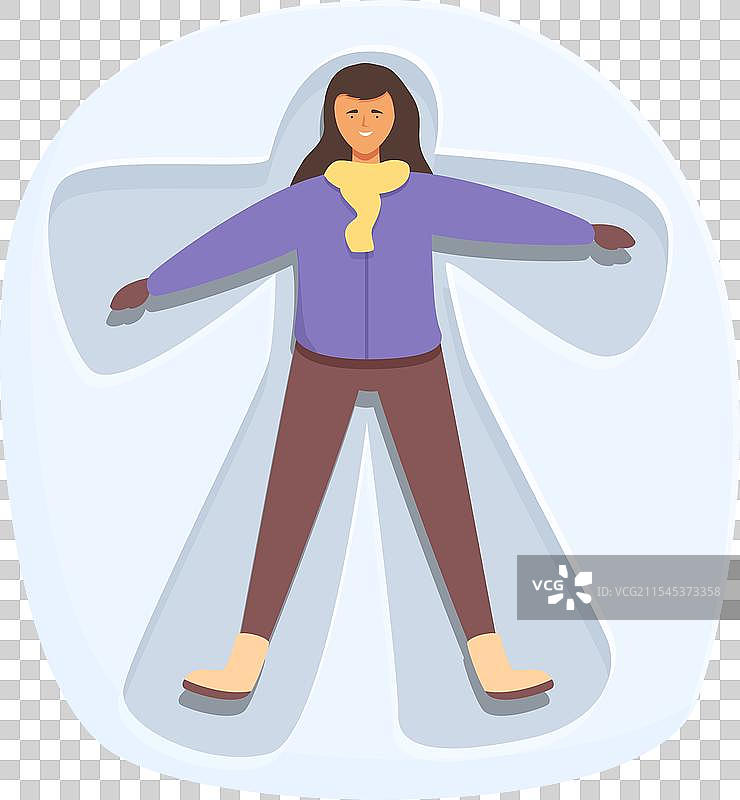 女孩在户外玩雪天使的卡通图标图片素材