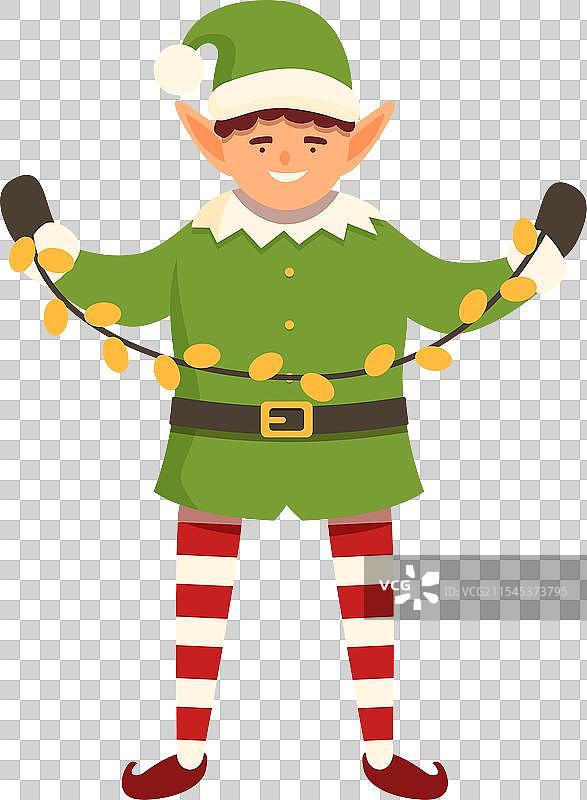 圣诞灯串装饰图标卡通风格图片素材