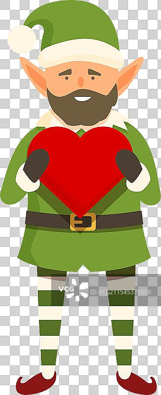 精灵拿着红色心形图标的卡通爱情图片素材