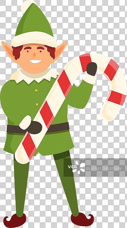 精灵拿着甜棒的卡通假日图标图片素材