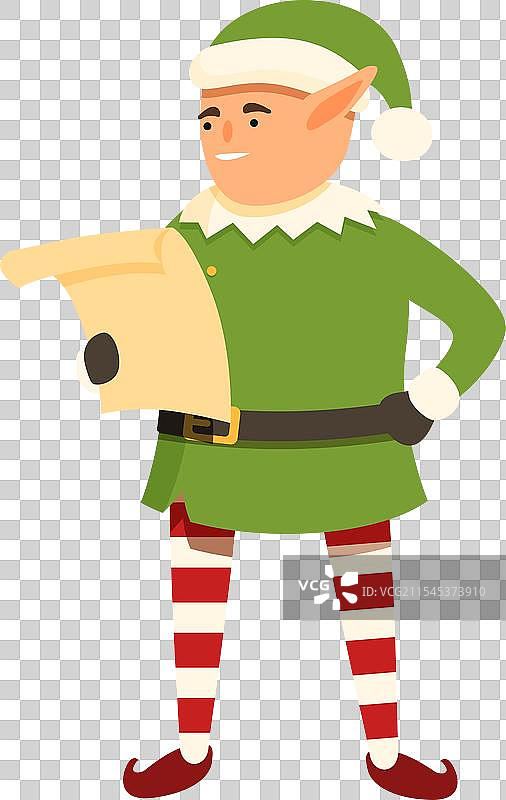 卡通精灵阅读给圣诞老人的信的图标图片素材