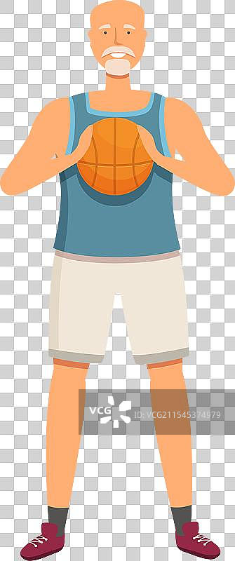 微笑的老年运动员卡通图标图片素材