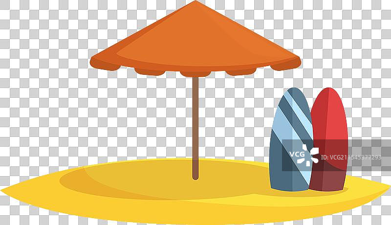 巴厘岛沙滩与伞图标卡通画图片素材