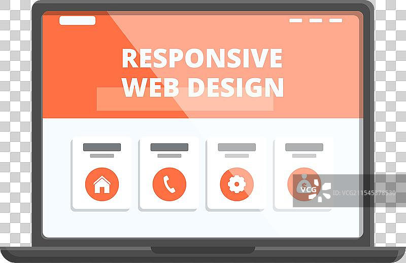 笔记本电脑响应式网页设计图标卡通风格图片素材