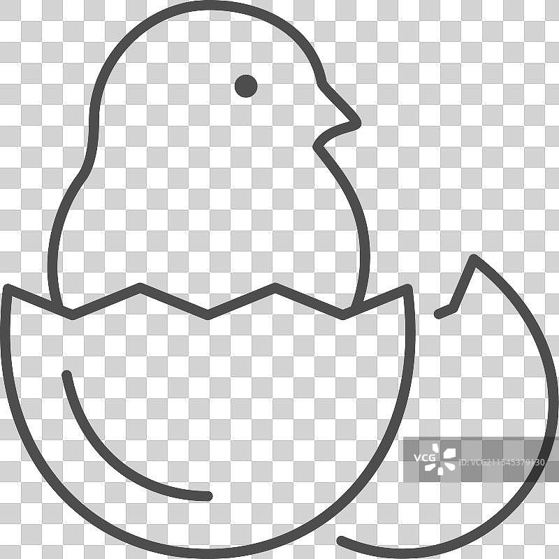 鸡蛋壳中的小鸡线条图标图片素材