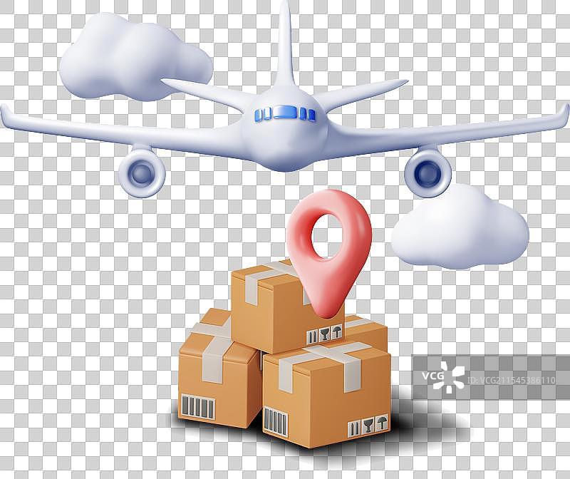 3D 送货飞机和纸箱图片素材