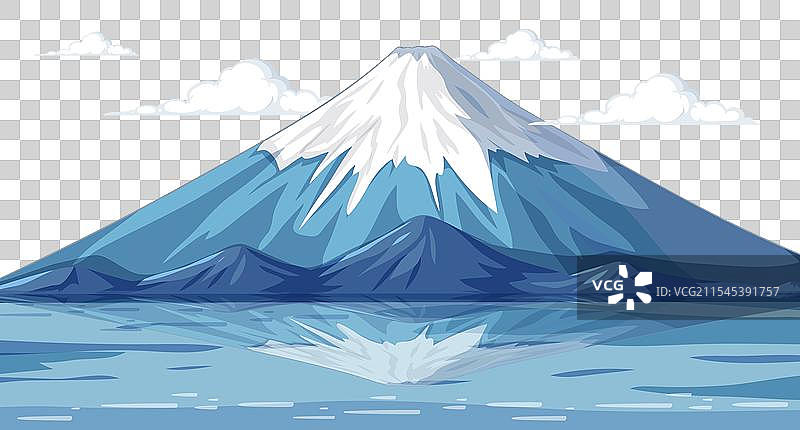 平静的湖面映照着雪山的山峰图片素材